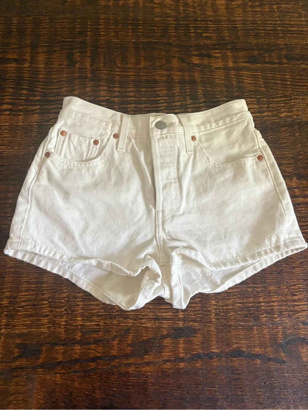 Levi's White High-Rise Denim Shorts